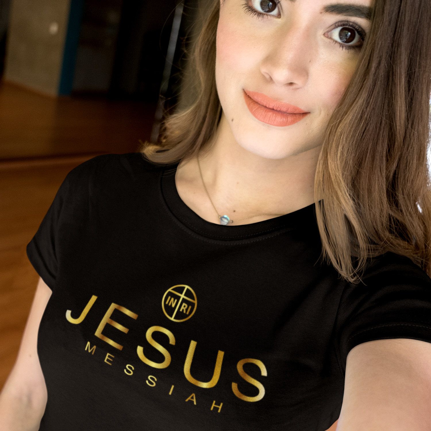 JESUS MESSIAH GOLD - dámské tričko černé