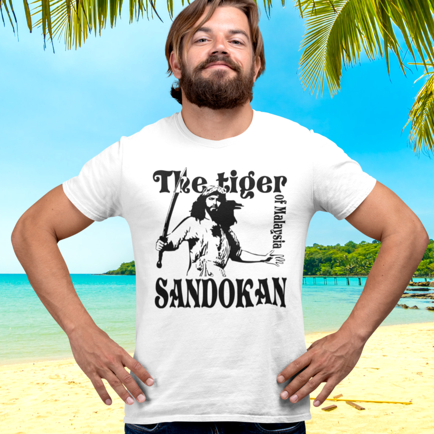 SANDOKAN - pánské tričko černé/bílé 