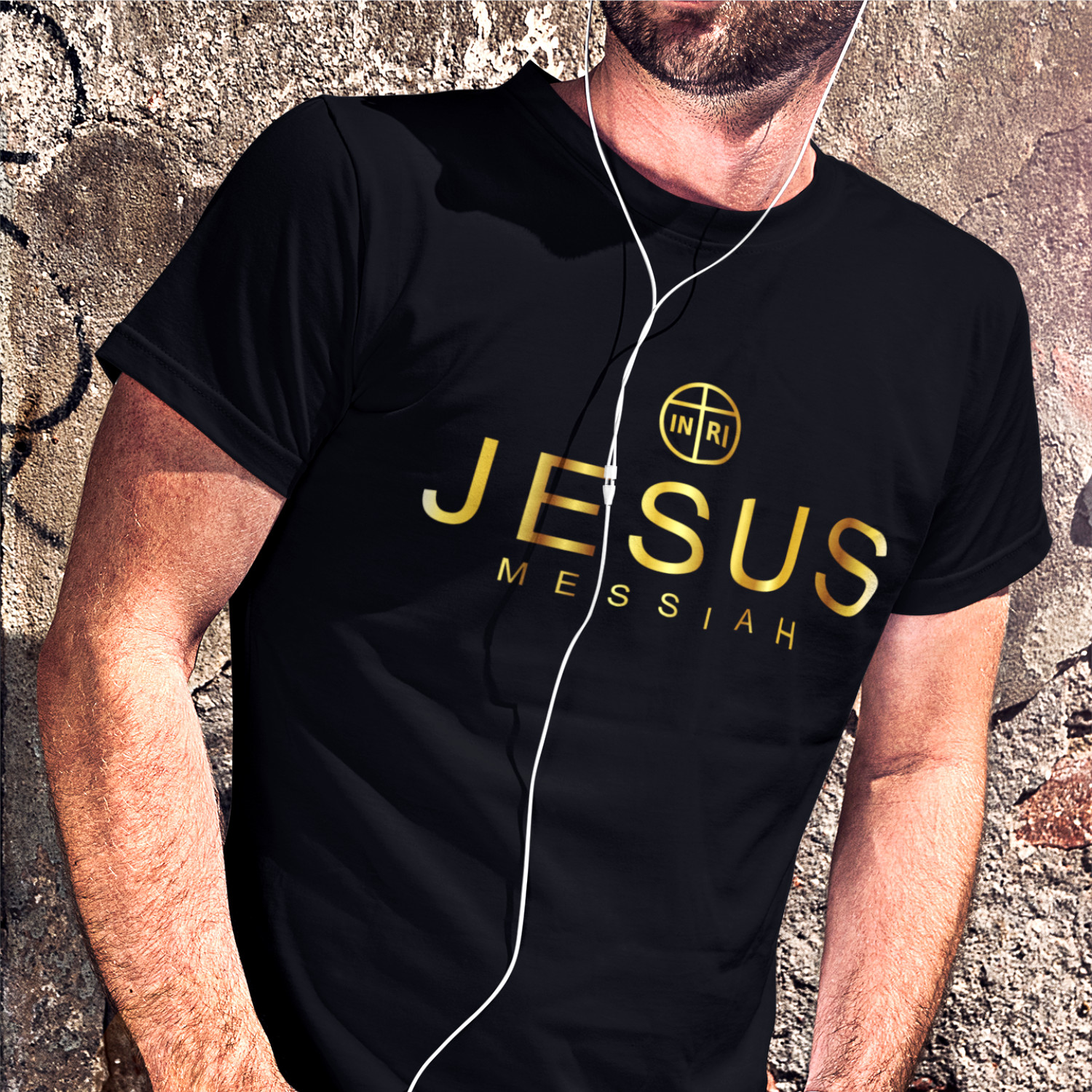 JESUS MESSIAH GOLD - pánské tričko černé